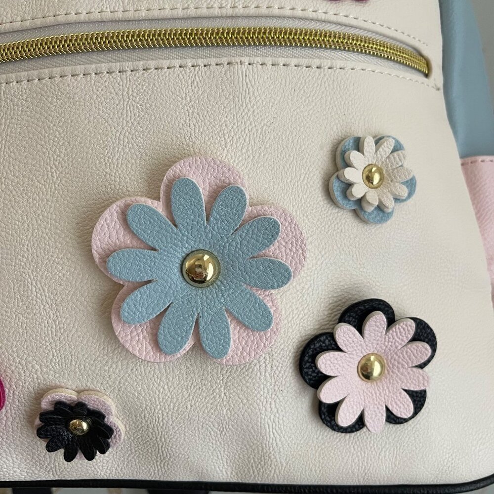 Betsey Johnson Floral Appliqué Mini Backpack Pastel Colorful Kawaii Whimsical - Picture 3 of 14